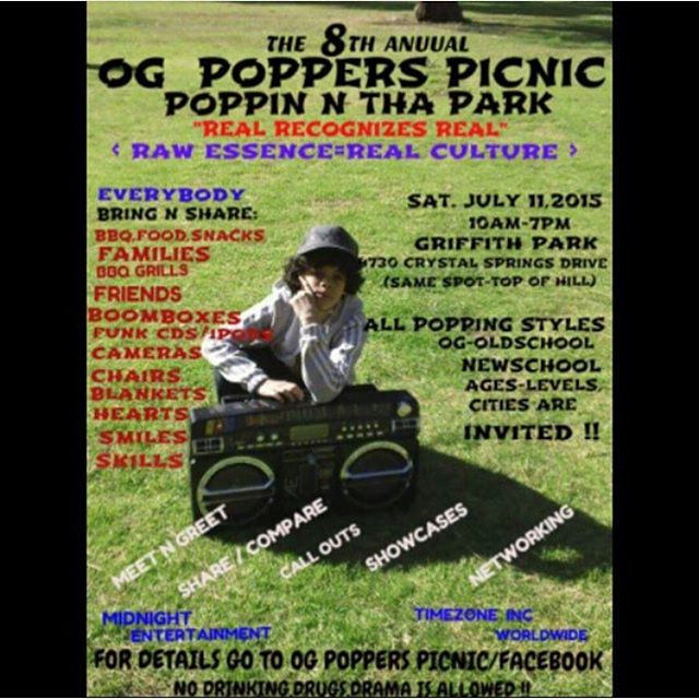 ~OG stuff~ Don't forget your  #poplocking skills at home! ~ I wish I could be here BC it's where it's going down. Come hang out and show your #poplocking skills. It's all happening today. Say what's up to the homie @thundr_one who will be hitting that bbq grill !  #Funkeros #ogpoppers 💿📀 #FunkTimes #BBQVO