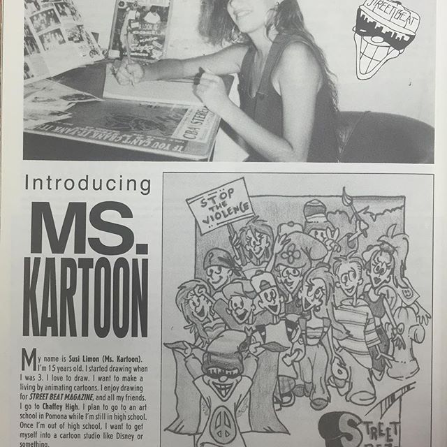 Susi Limon aka MS. KARTOON✍🏼 where she at now tho #StreetbeatMagazine Dec 92/Jan 93 
vol 1 N.4