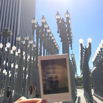 Los Angeles County Museum of Art - A (attempted) polaroid shot taken at the DVF exhibit being held up in front of the Urban Lights exhibit - Los Angeles, CA, United States