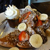 Espresso 77 - French Toast with strawberries and bananas + a shot of syrup with whipped cream - Jackson Heights, NY, United States